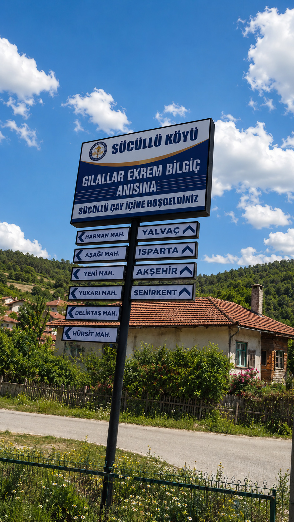 Sücüllü Köyü giriş tabelası - Sücüllü Çay İçine Hoş Geldiniz